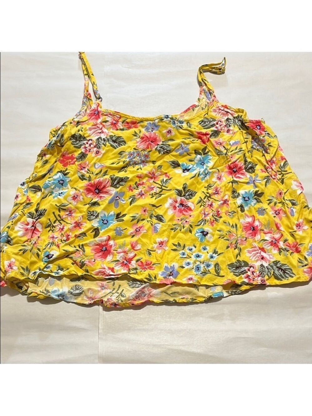 EUC Forever 21 Pink and Yellow Ruched Camisole Top - Picture 3 of 4